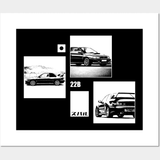 SUBARU IMPREZA WRX 22B Black 'N White Archive (Black Version) Posters and Art